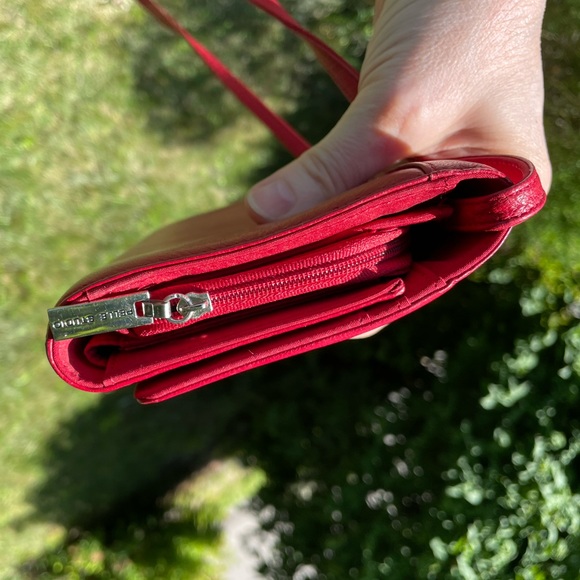Wilson’s Leather Pelle Studio’s Genuine Leather Red Crossbody Clutch - Picture 4 of 9